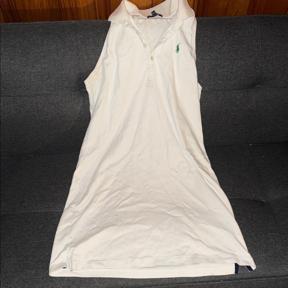 Ralph Lauren white dress with Green Emblem